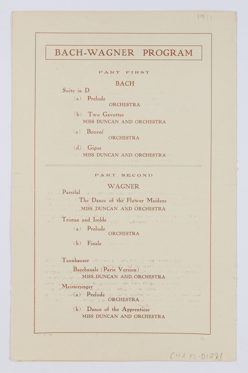 Isadora Duncan with New York Symphony Orchestra, February 15, 1911