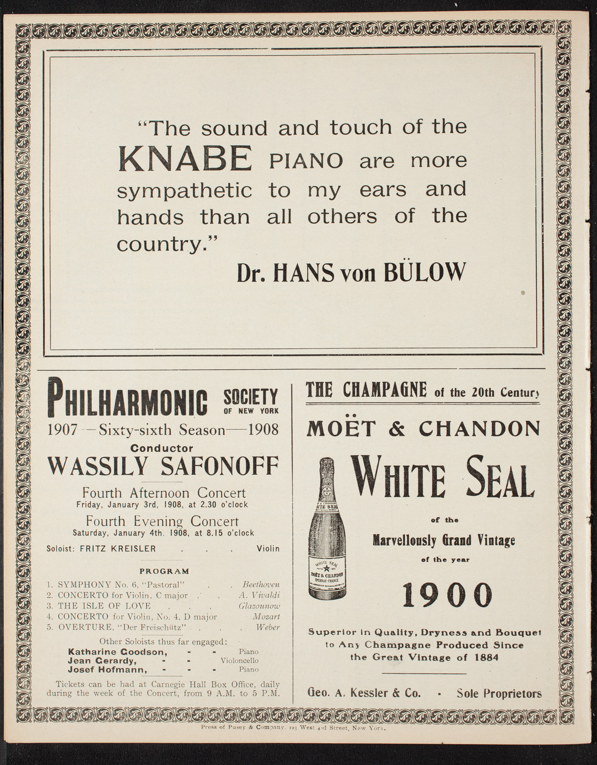New York Philharmonic, December 13, 1907, program page 12