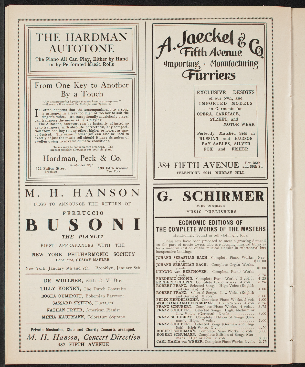 New York Symphony Orchestra, January 4, 1910, program page 8