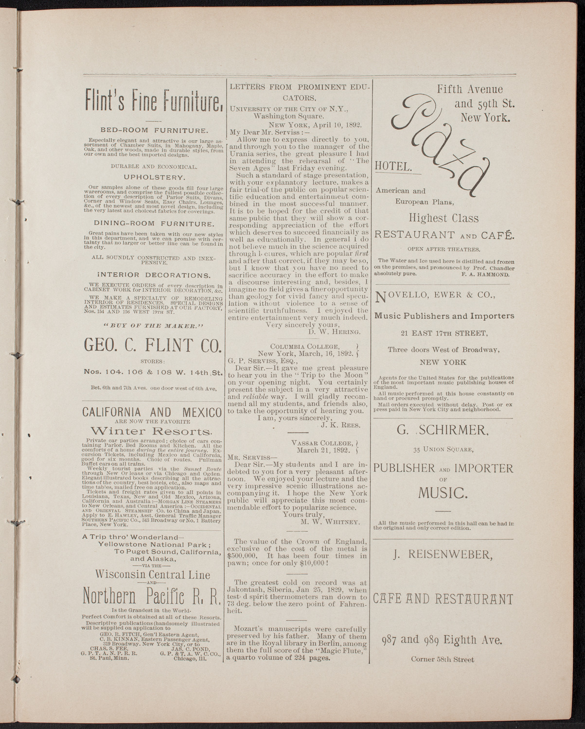 Metropolitan Musical Society, April 26, 1892, program page 13