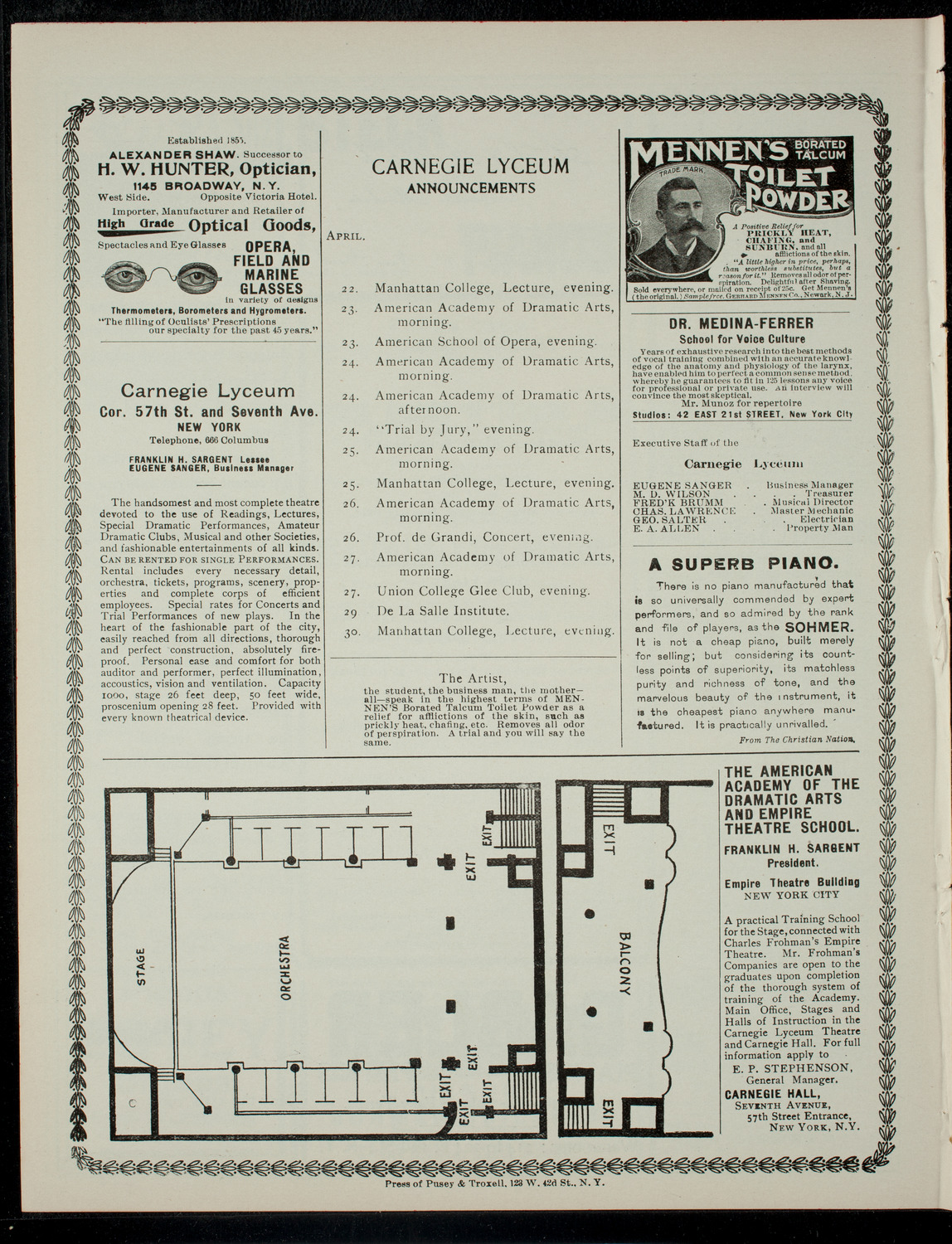 American Academy of Dramatic Arts Final Examination, April 22, 1901, program page 4