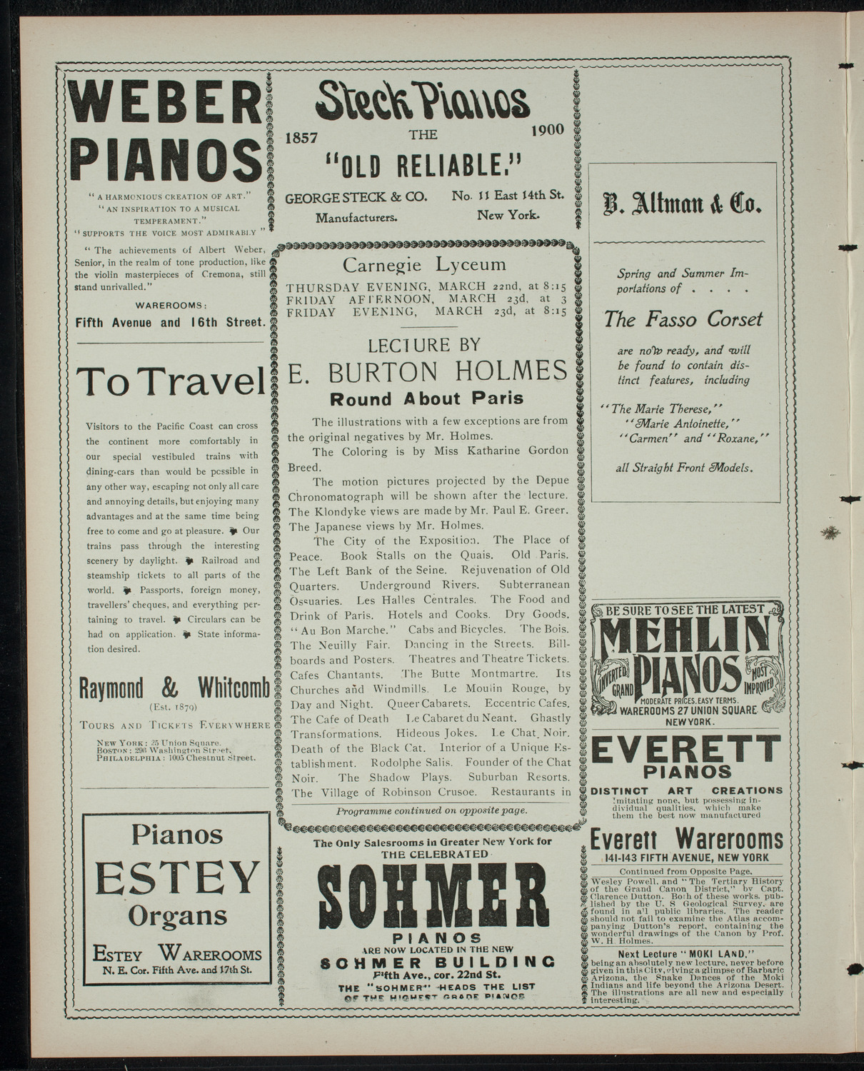 Burton Holmes Travelogue: Round About Paris, March 22, 1900, program page 2