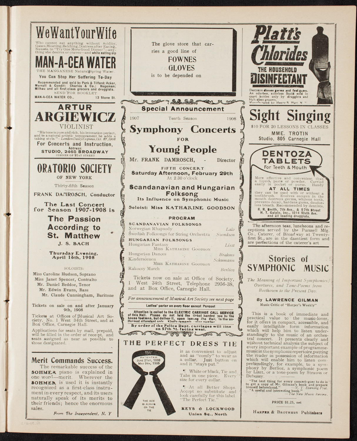 Catholic Oratorio Society, February 16, 1908, program page 9
