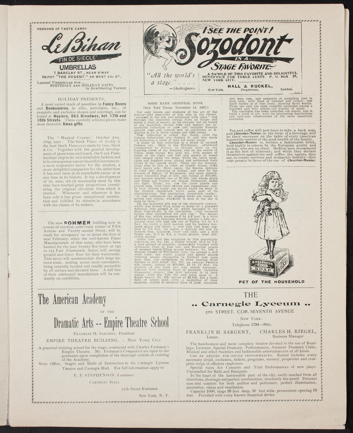 Oratorio Society of New York, December 30, 1897, program page 3