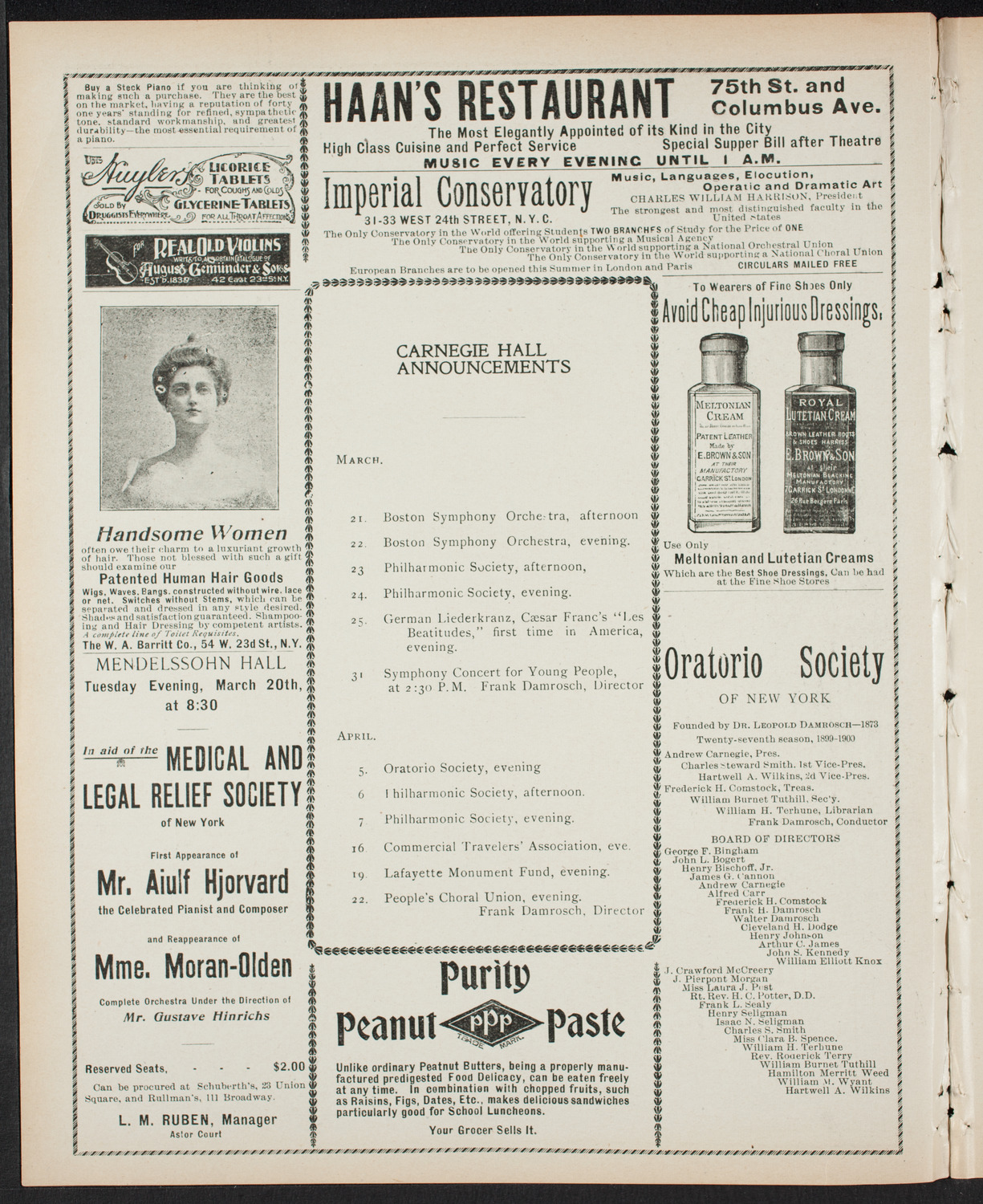 Musical Art Society of New York, March 15, 1900, program page 2