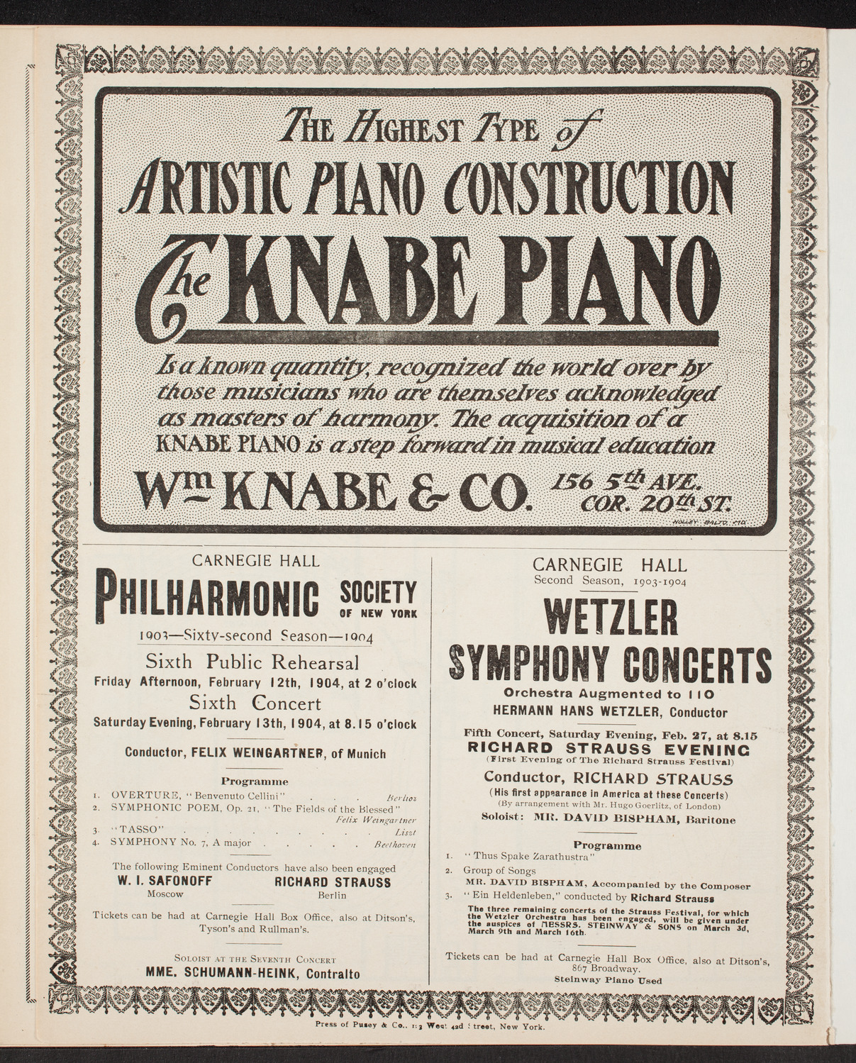 Ernestine Schumann-Heink, Mezzo-Soprano, February 5, 1904, program page 12