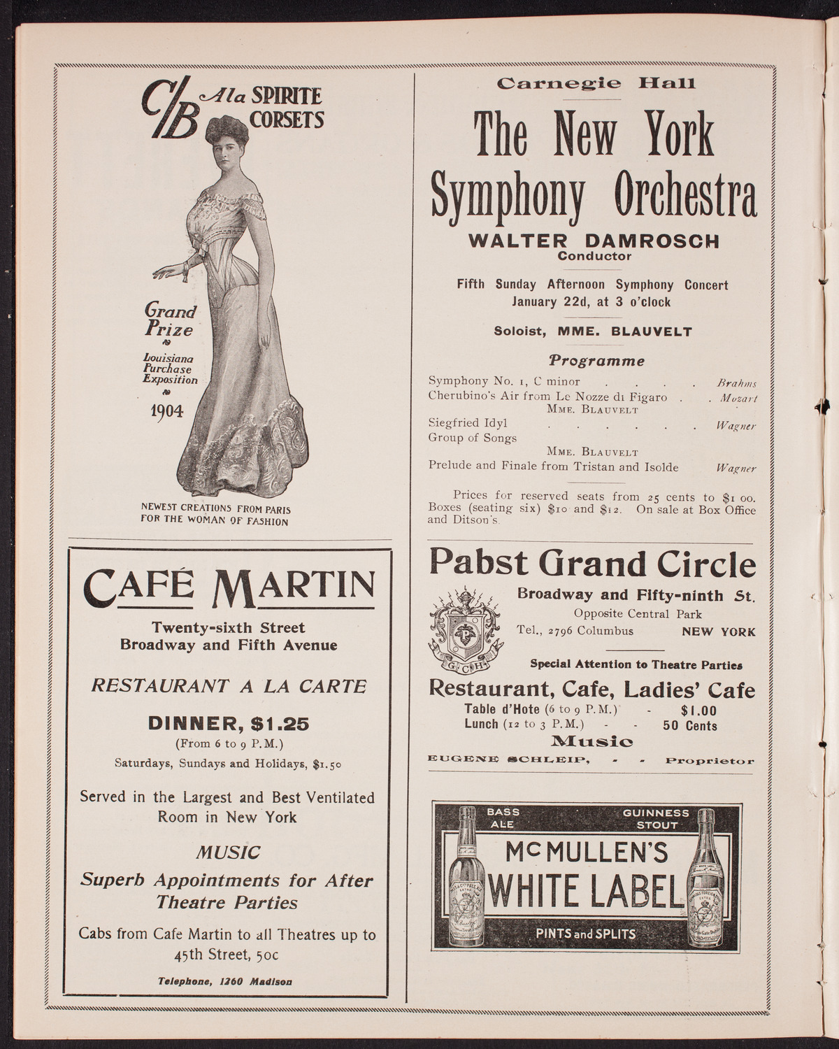 Eugène Ysaÿe, Violin, with the New York Symphony Orchestra, January 15, 1905, program page 8