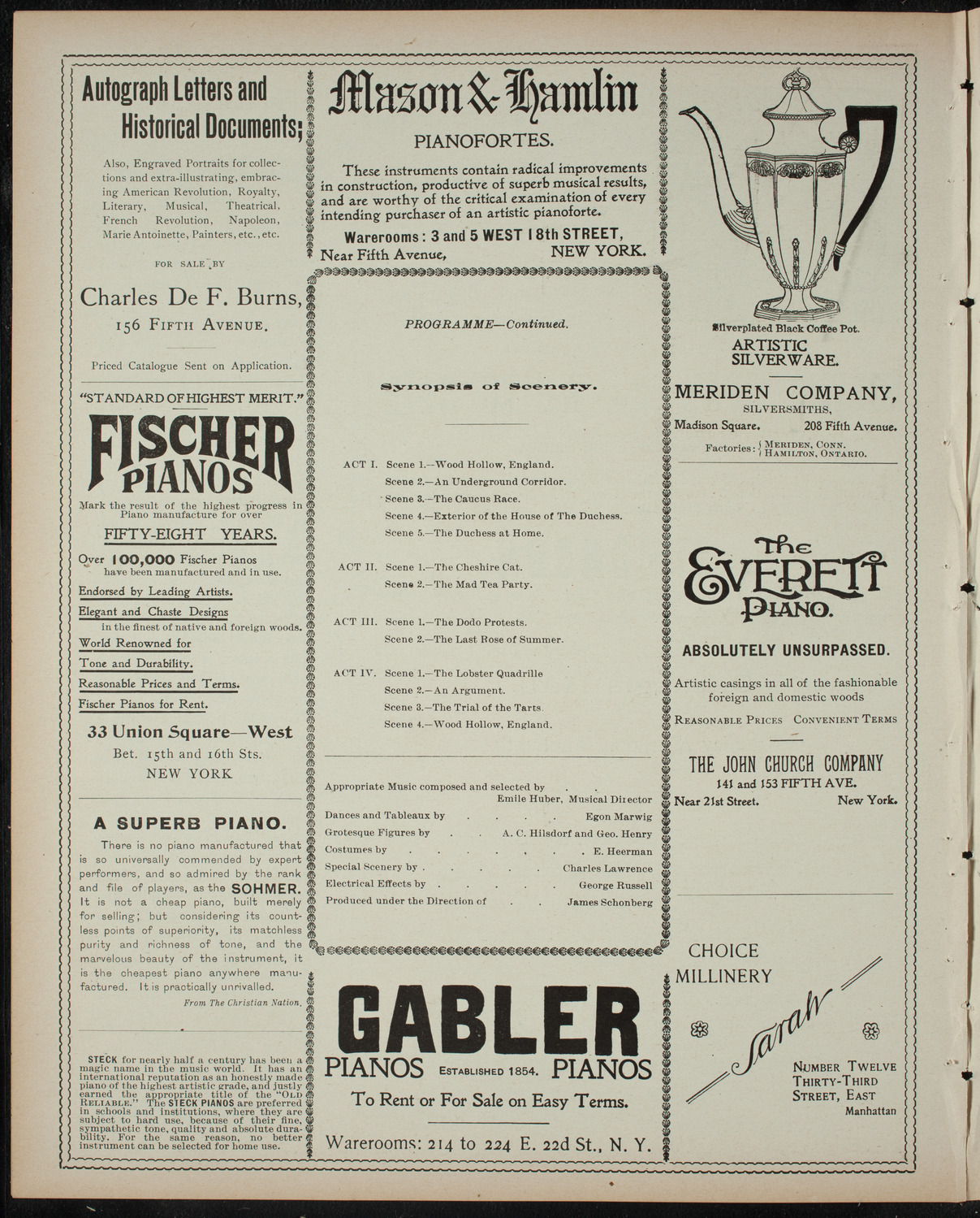 Alice in Wonderland, April 13, 1899, program page 6