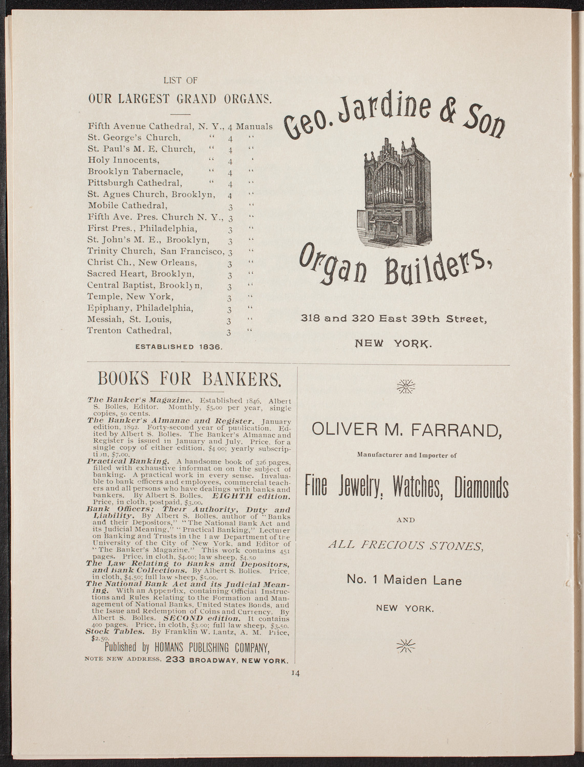 New York Banks' Glee Club, May 21, 1892, program page 15