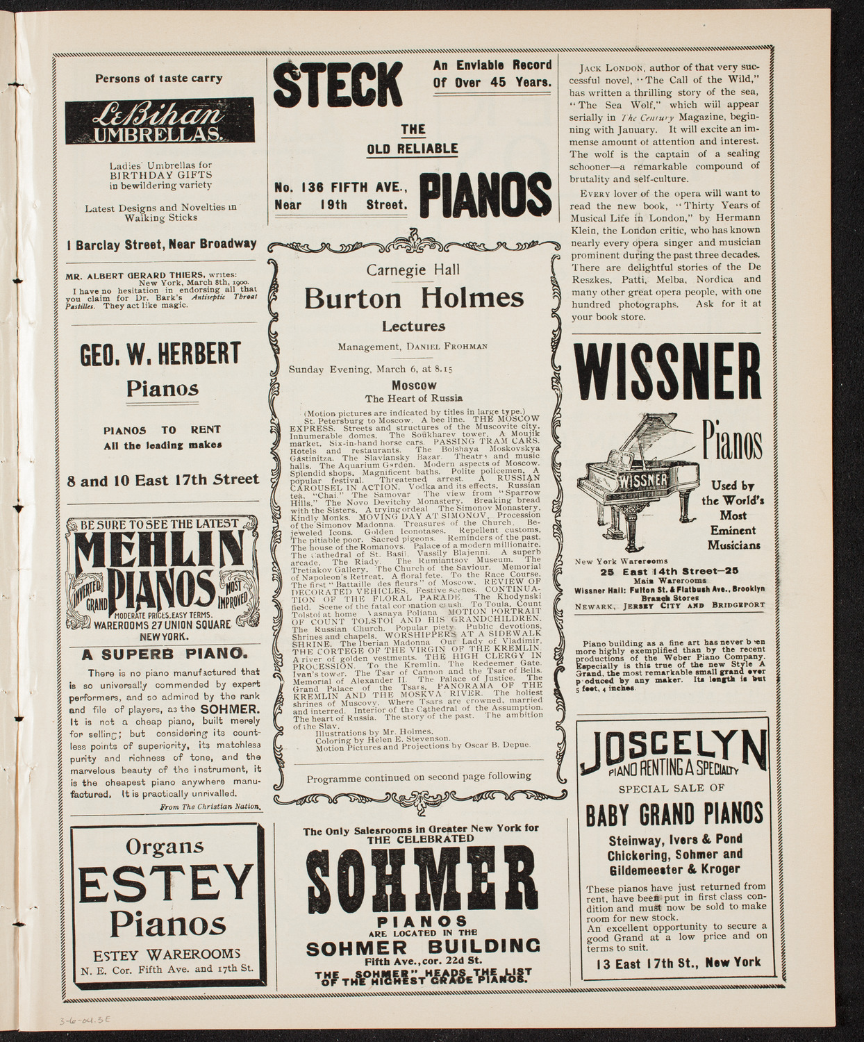 Burton Holmes Travelogue: Moscow: The Heart of Russia, March 6, 1904, program page 5