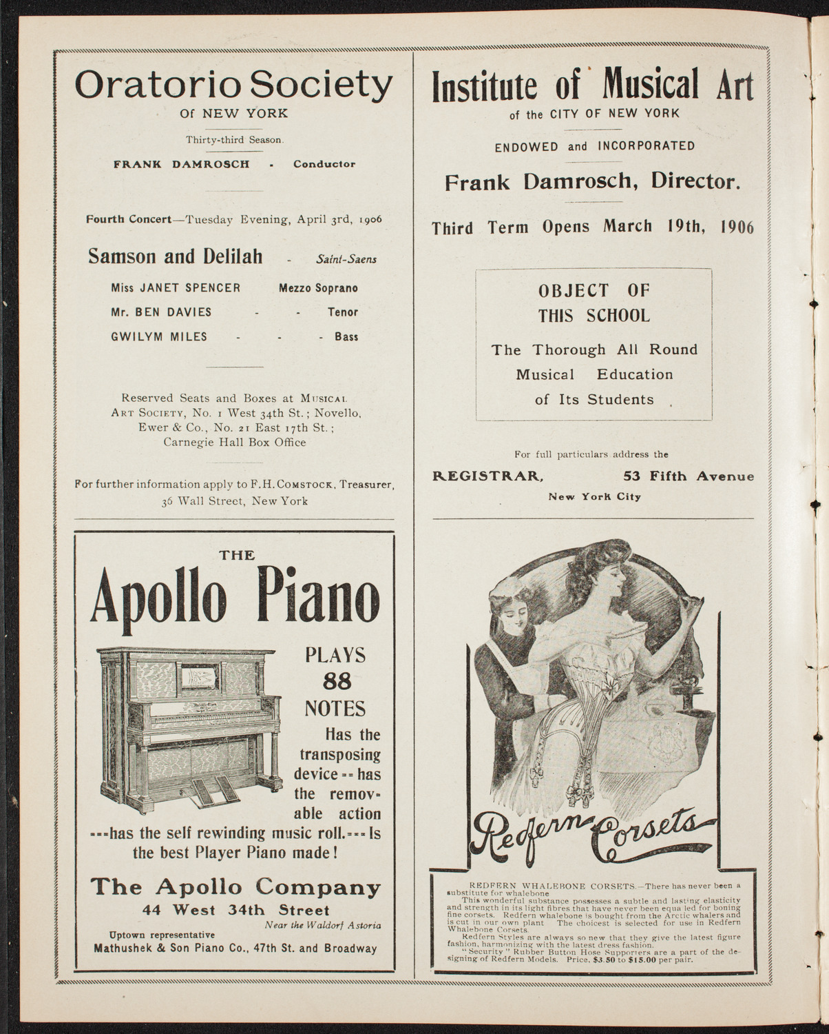 Boston Symphony Orchestra, March 17, 1906, program page 2