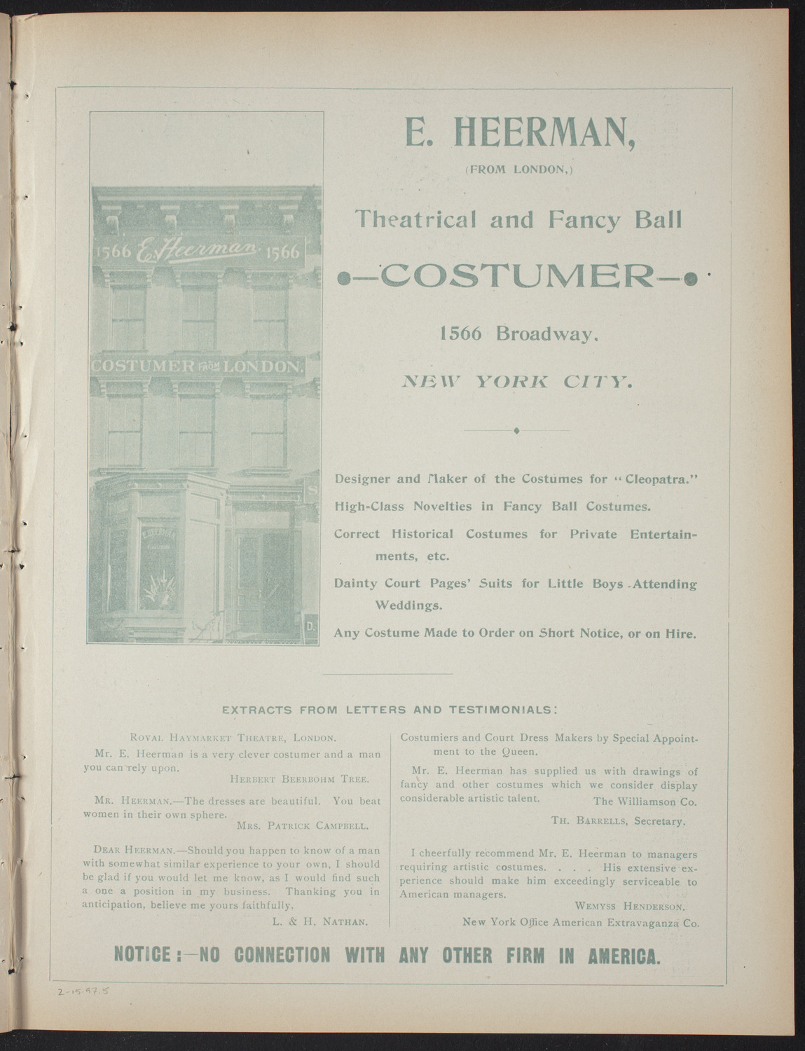 Columbia College Musical Society, February 15, 1897, program page 9