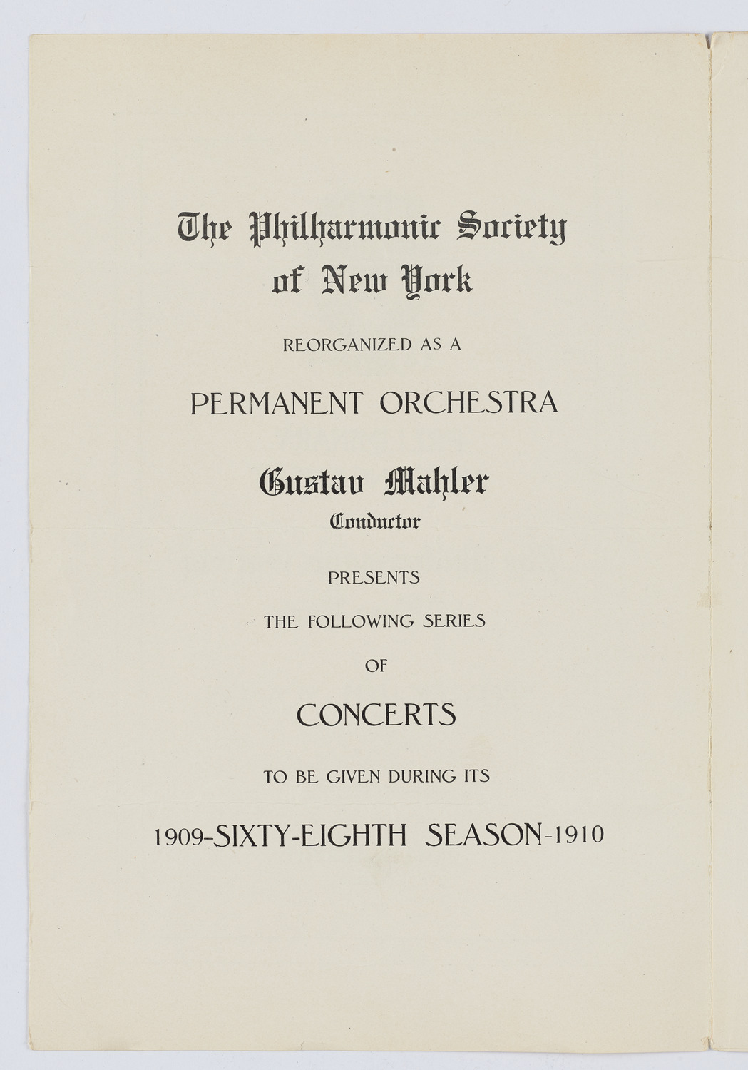 New York Philharmonic, 1909-1910