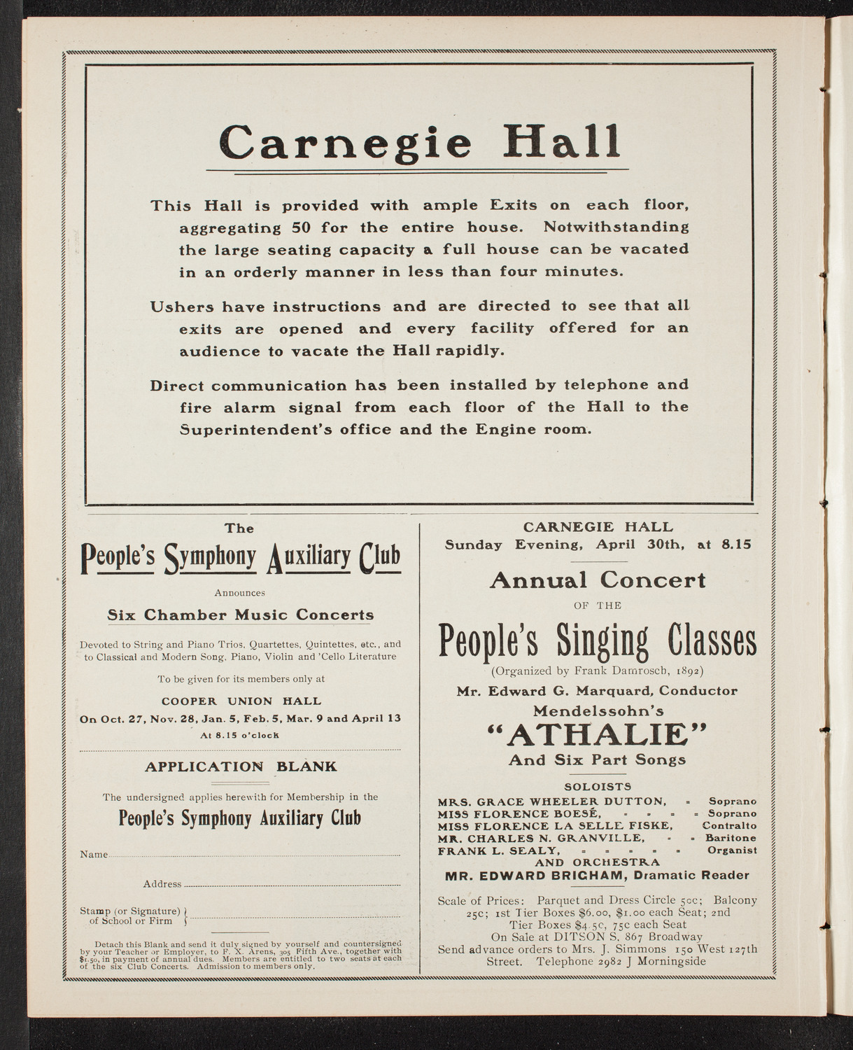 Josef Hofmann, Piano, and Fritz Kreisler, Violin, April 16, 1905, program page 10