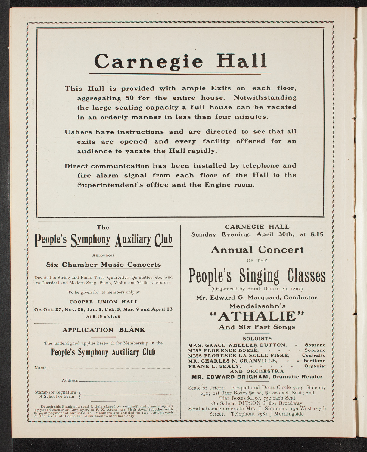 Josef Hofmann, Piano, and Fritz Kreisler, Violin, April 16, 1905, program page 10