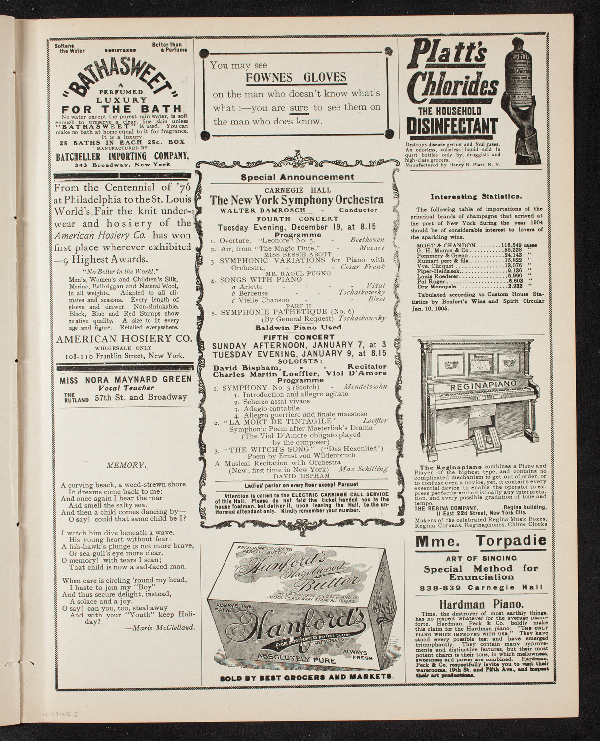 New York Symphony Orchestra, December 17, 1905, program page 9