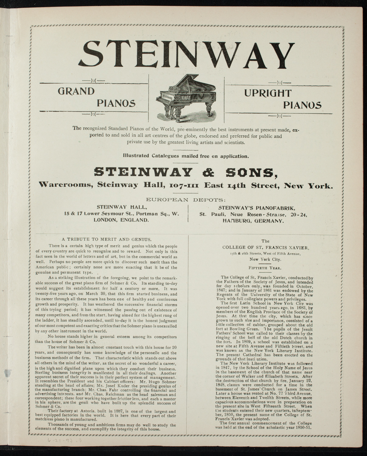 Graduation: College of St. Francis Xavier, June 21, 1897, program page 5