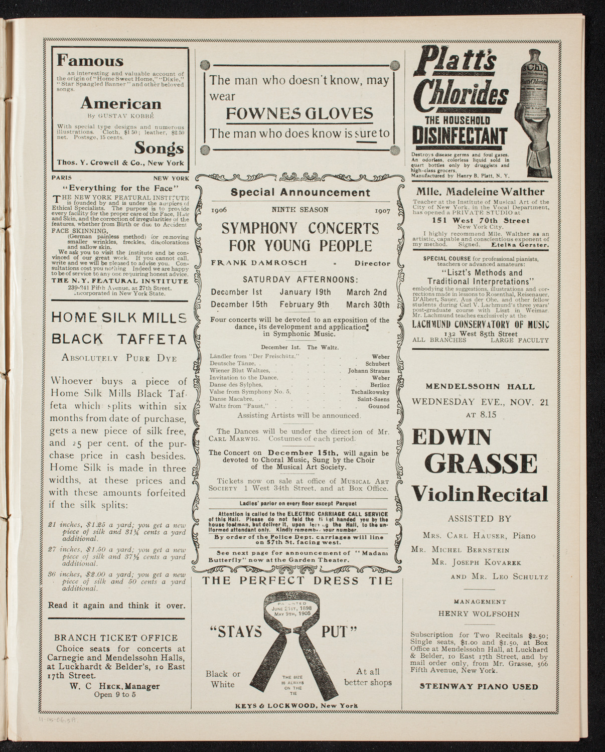 New York Symphony Orchestra, November 15, 1906, program page 9