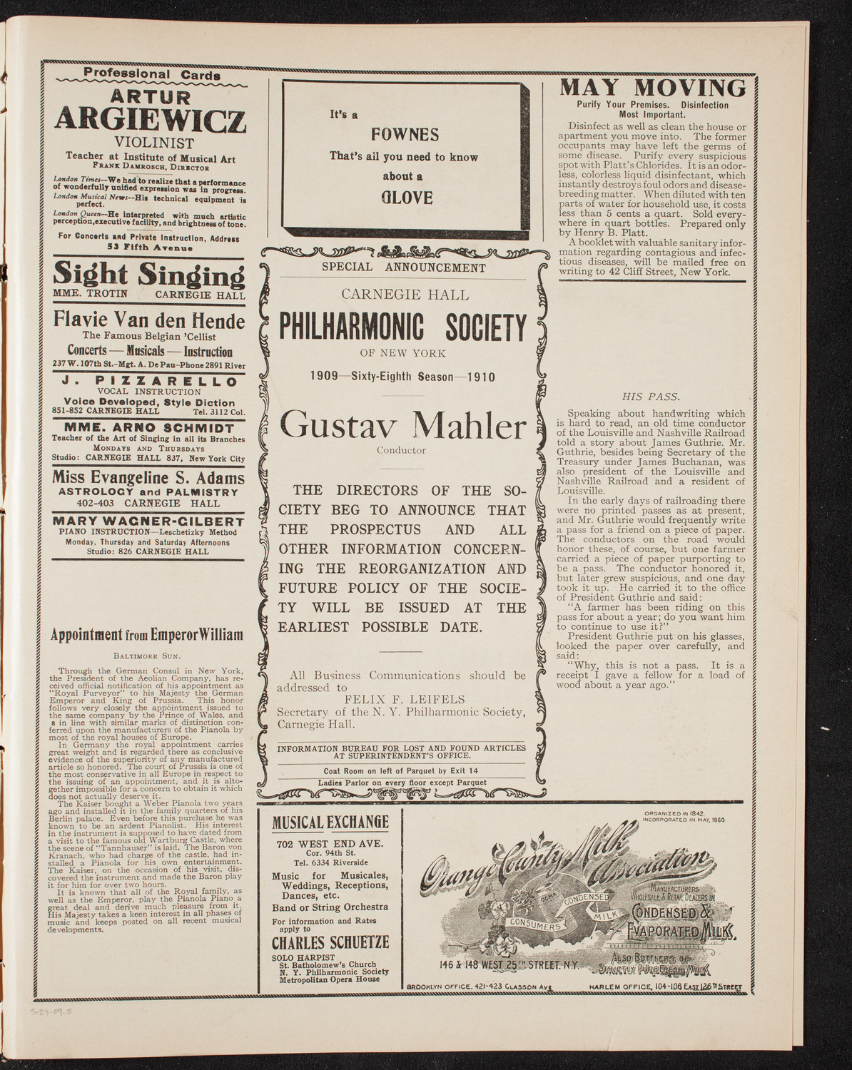 Graduation: Packard Commercial School, May 24, 1909, program page 9