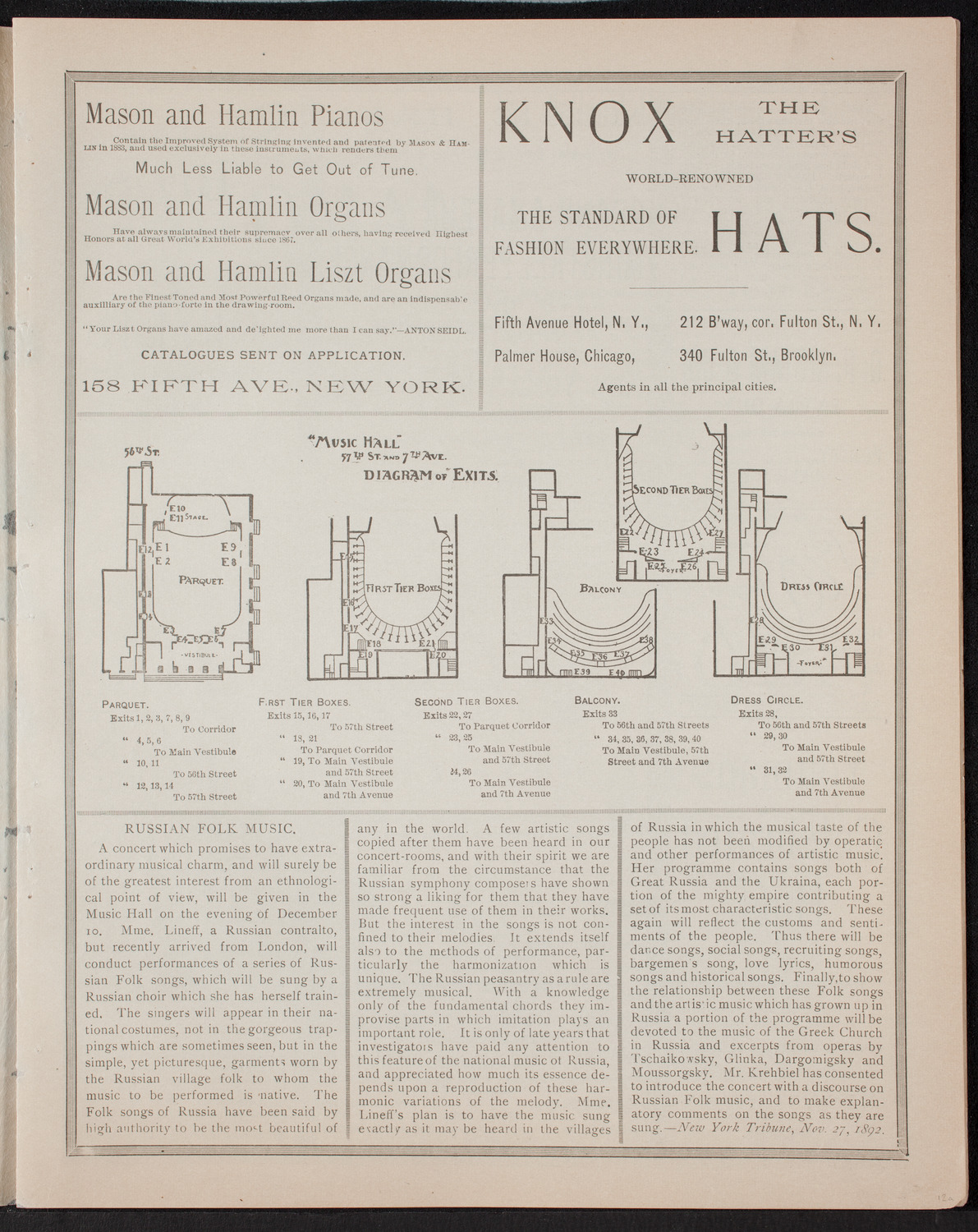 New York Athletic Club Minstrel Show, November 30, 1892, program page 3