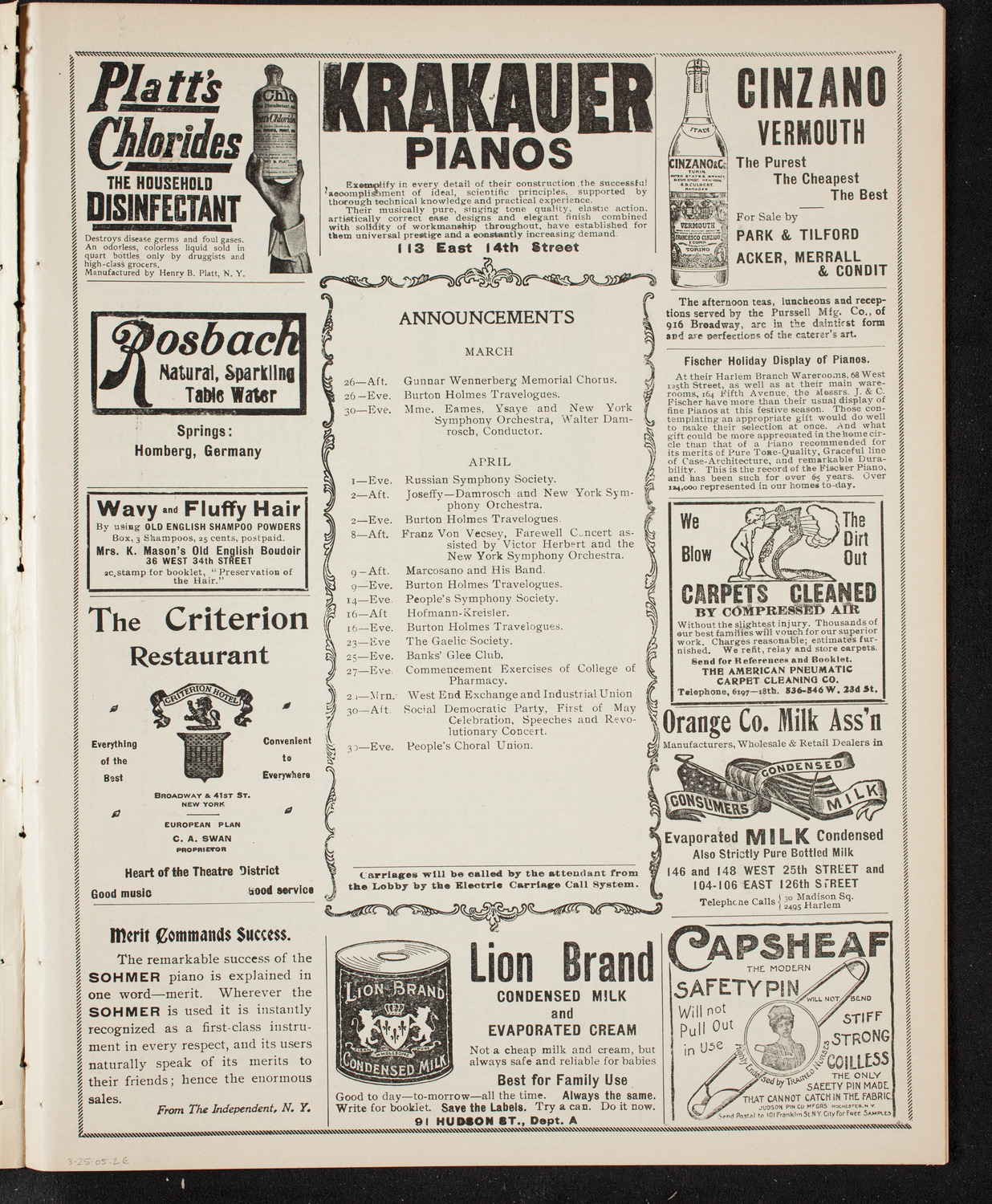 New York Philharmonic, March 25, 1905, program page 3