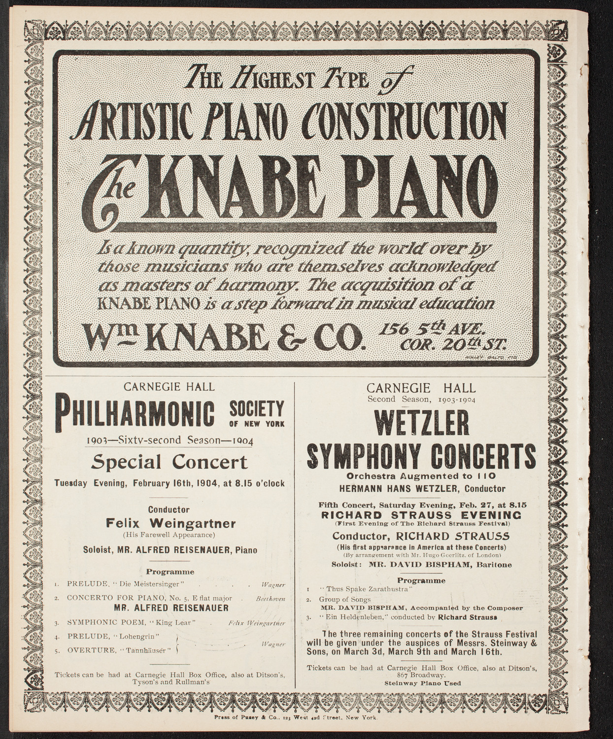 New York Philharmonic, February 12, 1904, program page 12