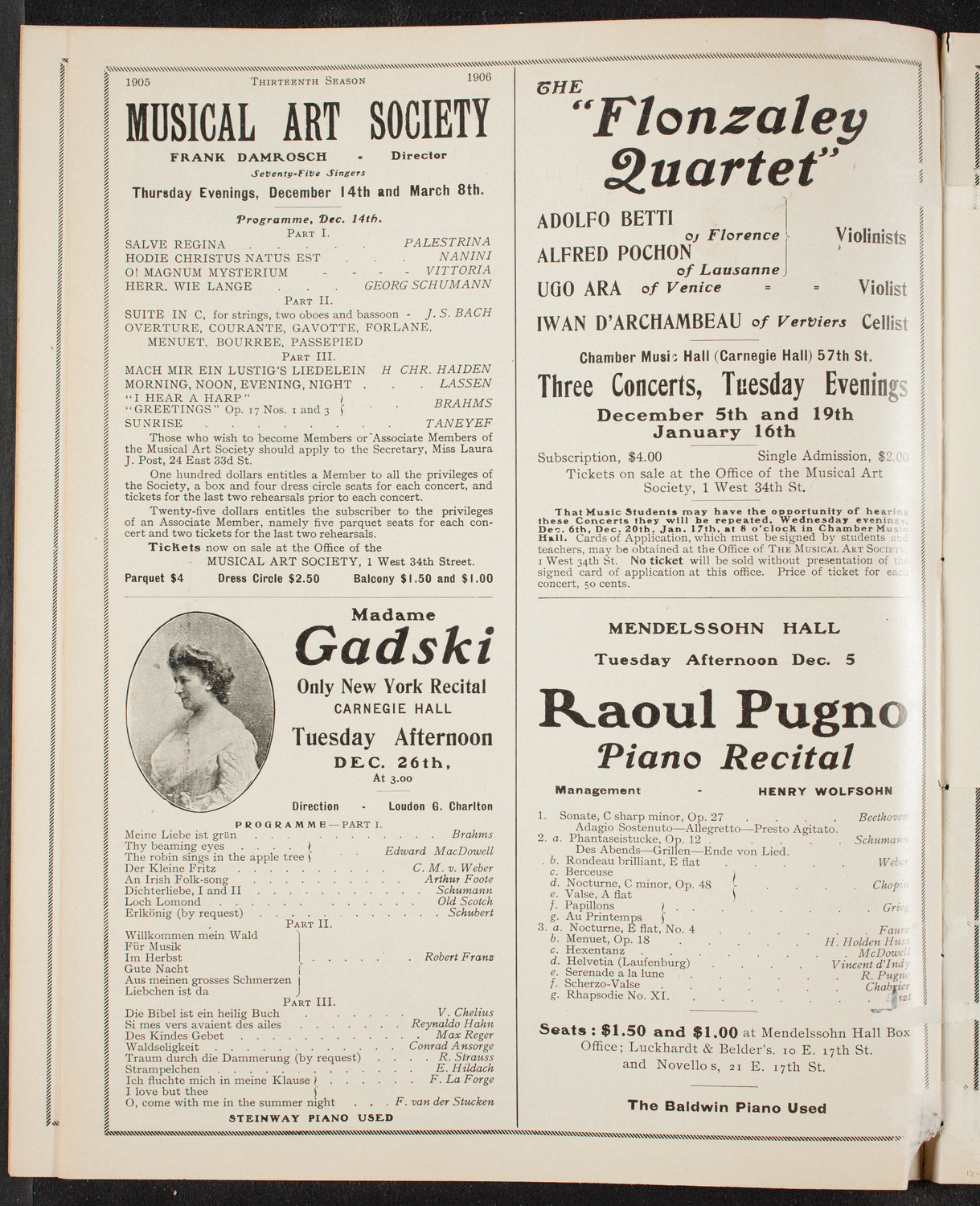 New York Philharmonic, December 2, 1905, program page 10