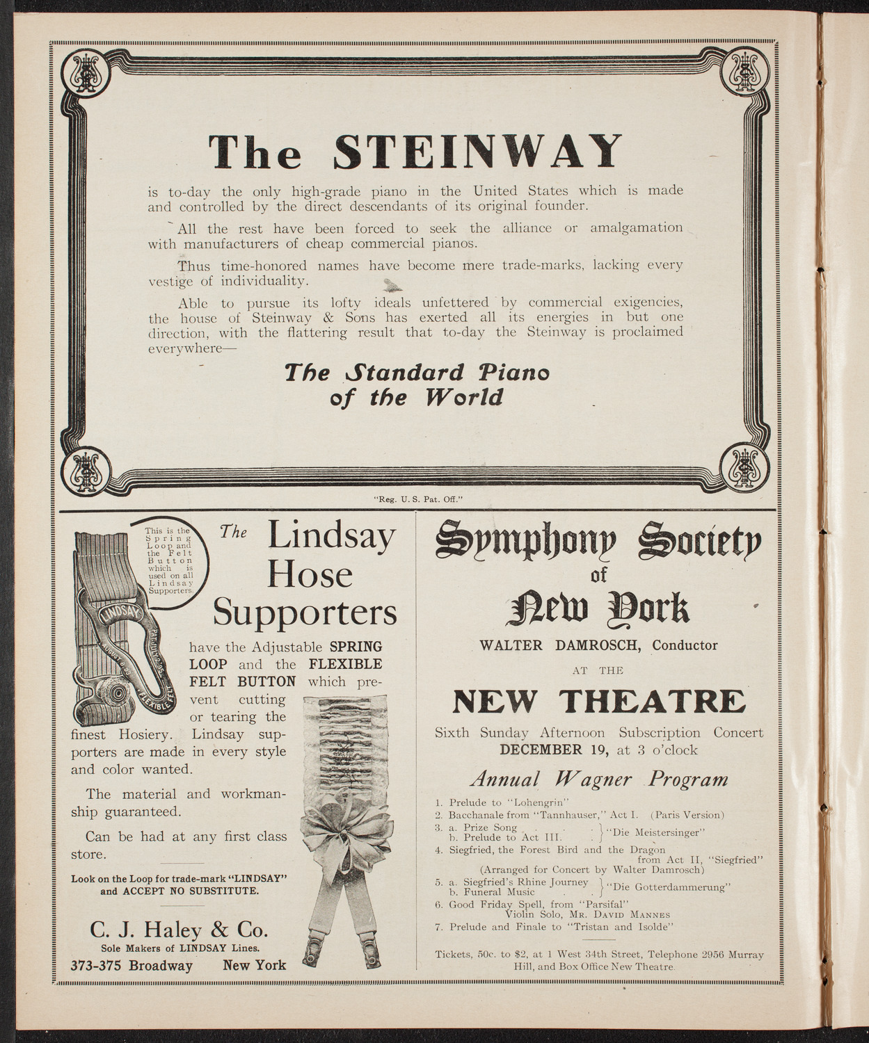 New York Philharmonic, December 8, 1909, program page 4