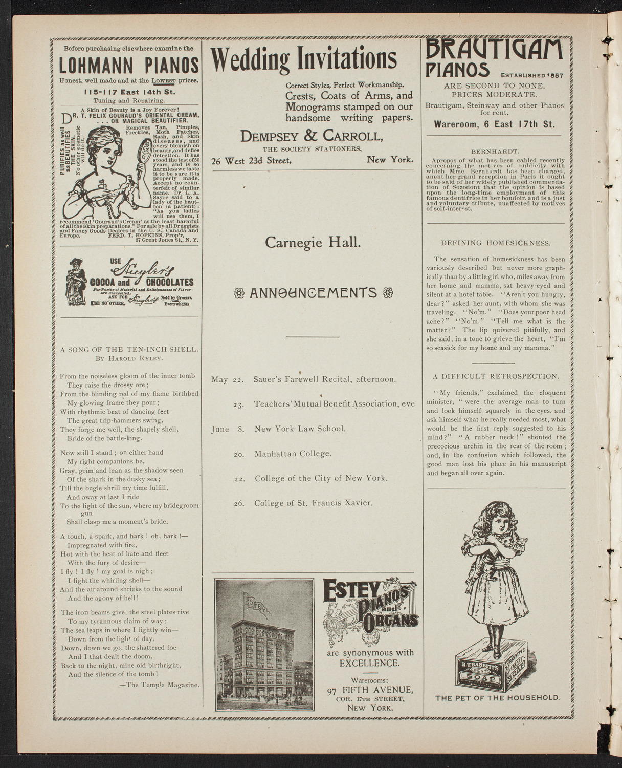 People's Singing Classes, May 18, 1899, program page 2