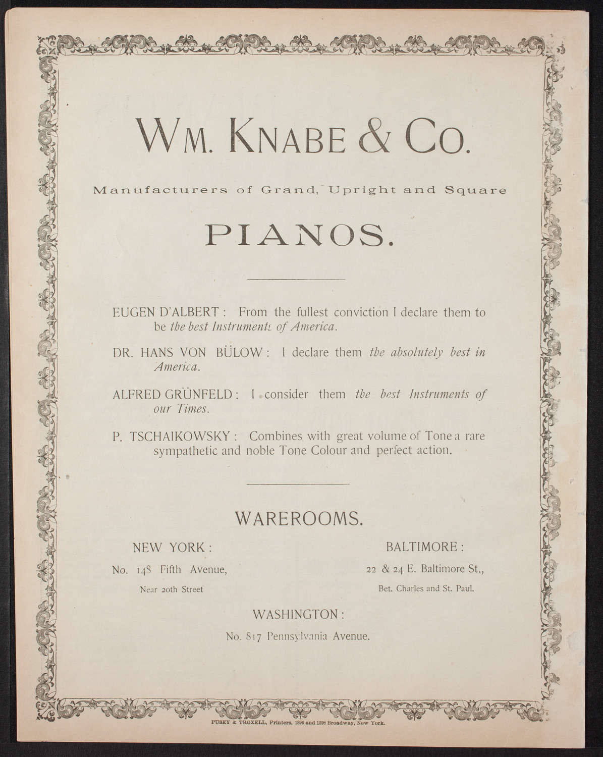 Damrosch Sunday Concert, February 19, 1893, program page 8