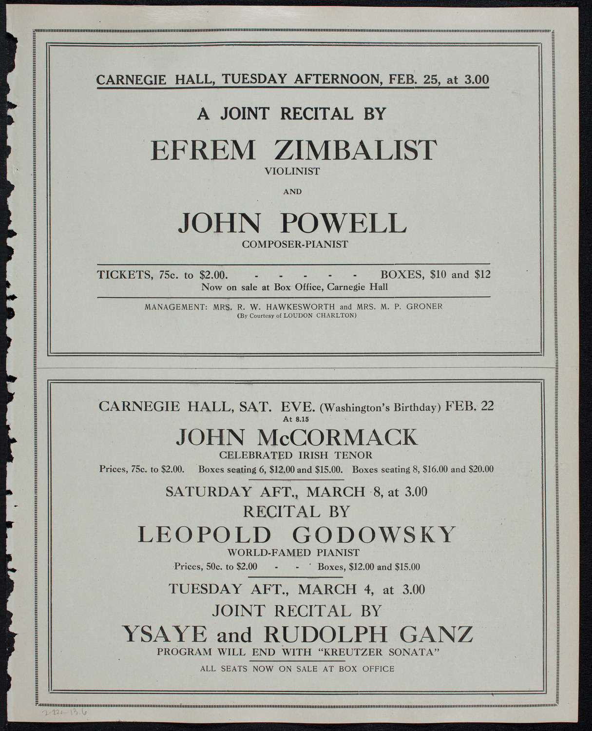 Boston Symphony Orchestra, February 22, 1913, program page 11