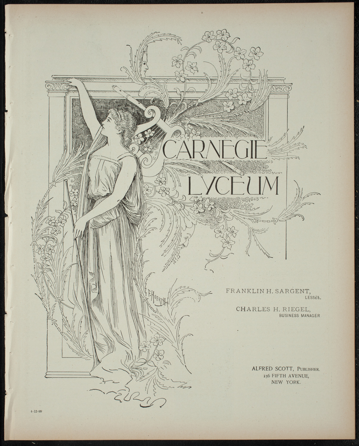 Alice in Wonderland, April 12, 1899, program page 1