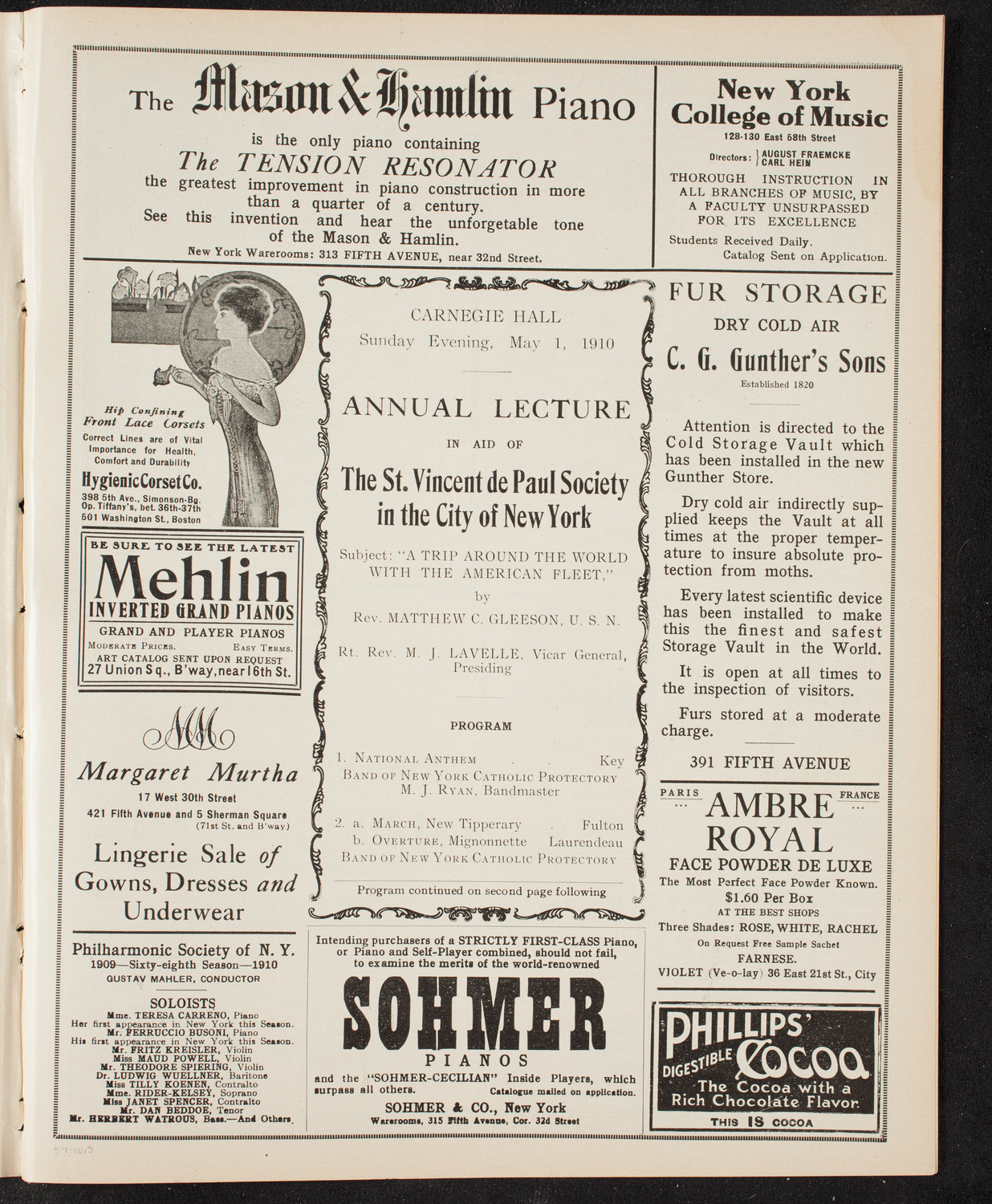 Benefit: St. Vincent de Paul Society, May 1, 1910, program page 5