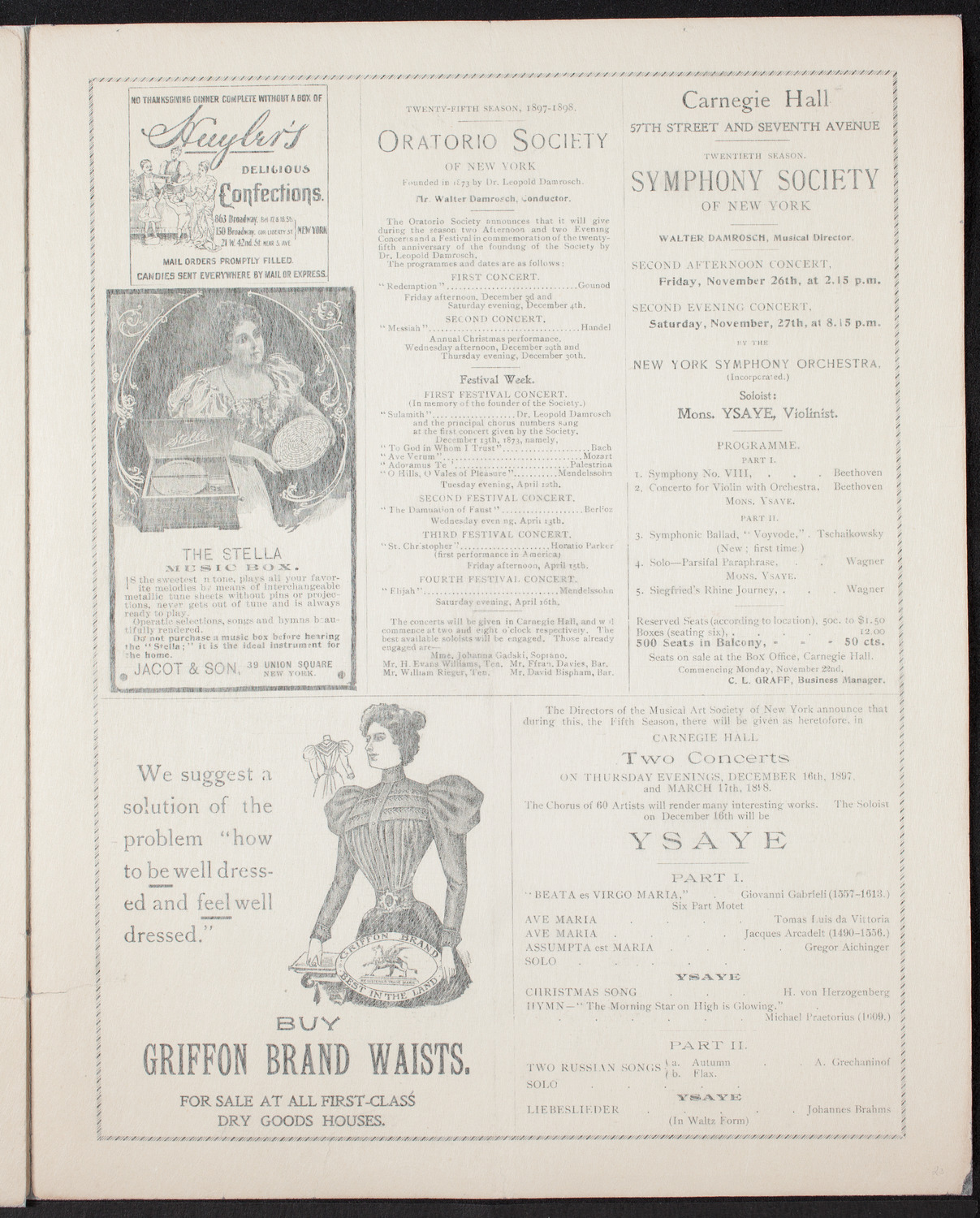 New York Philharmonic, November 13, 1897, program page 7