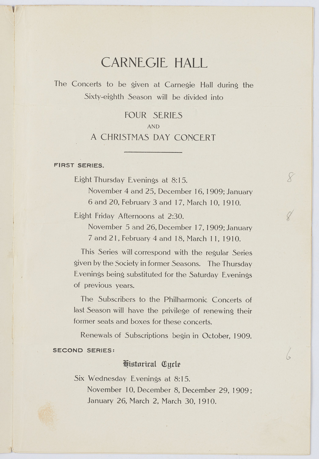 New York Philharmonic, 1909-1910