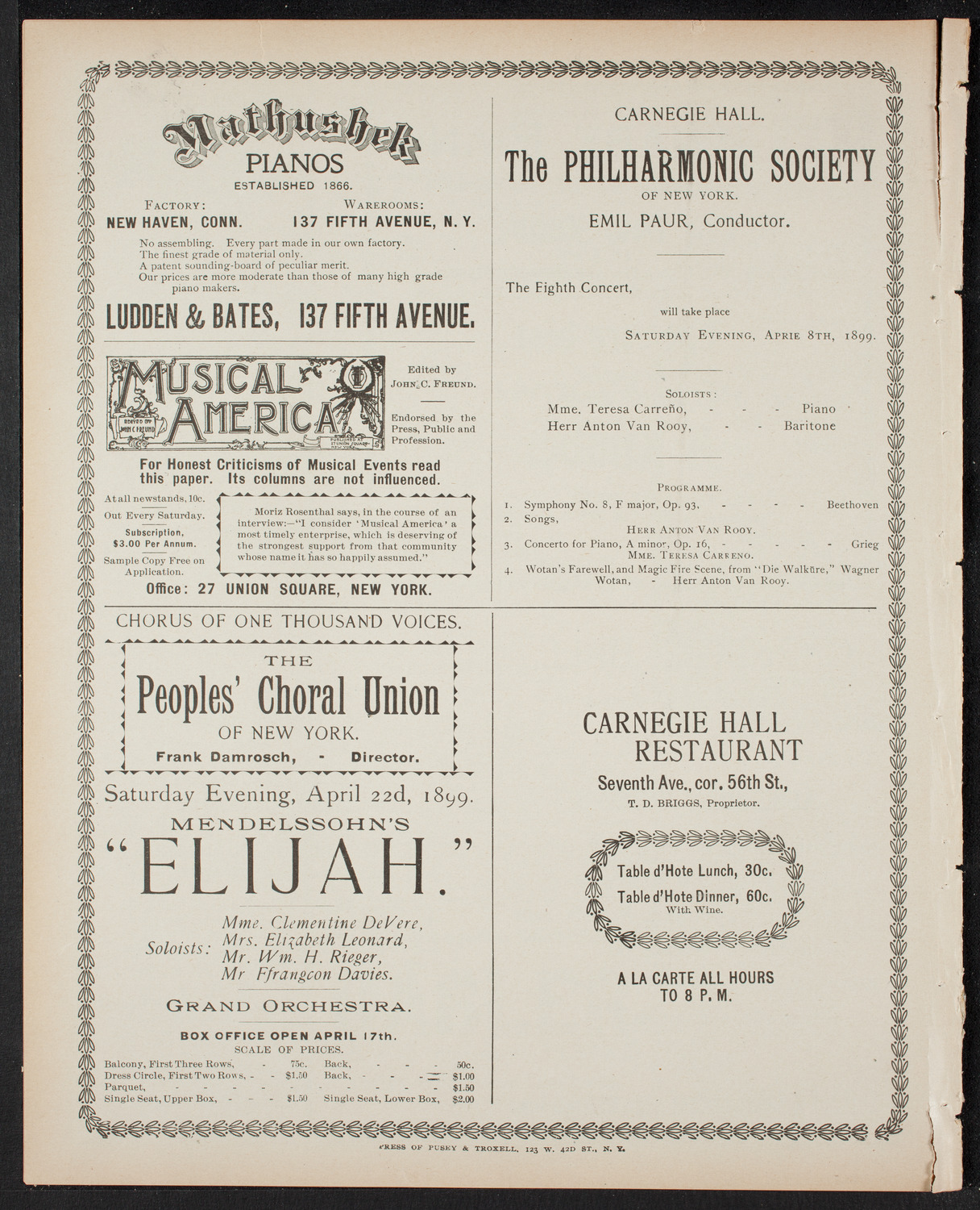 Elmendorf Lecture: The Entire War with Spain in Cuba, April 8, 1899, program page 8