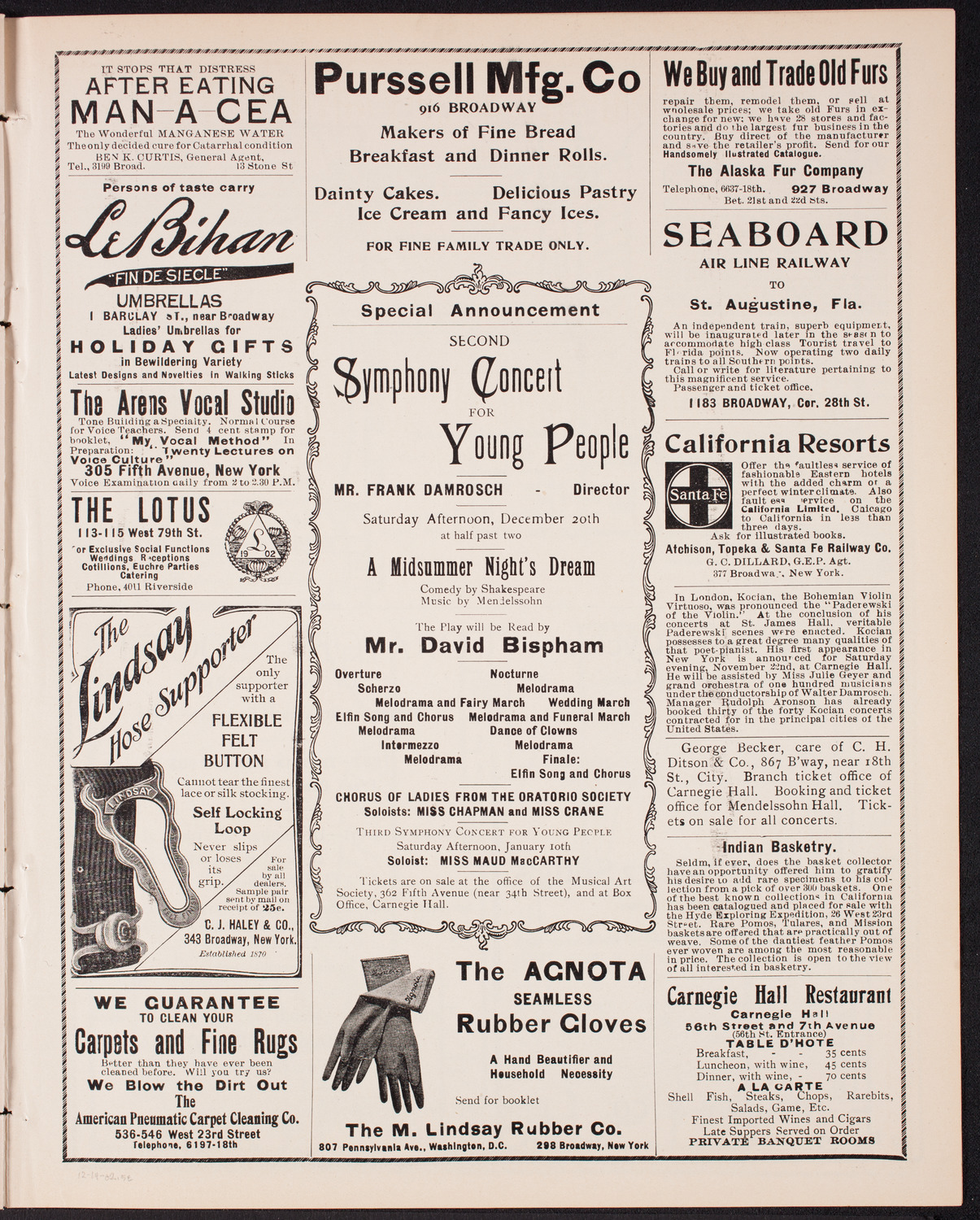 Benefit: German Hospital and Dispensary, December 14, 1902, program page 9