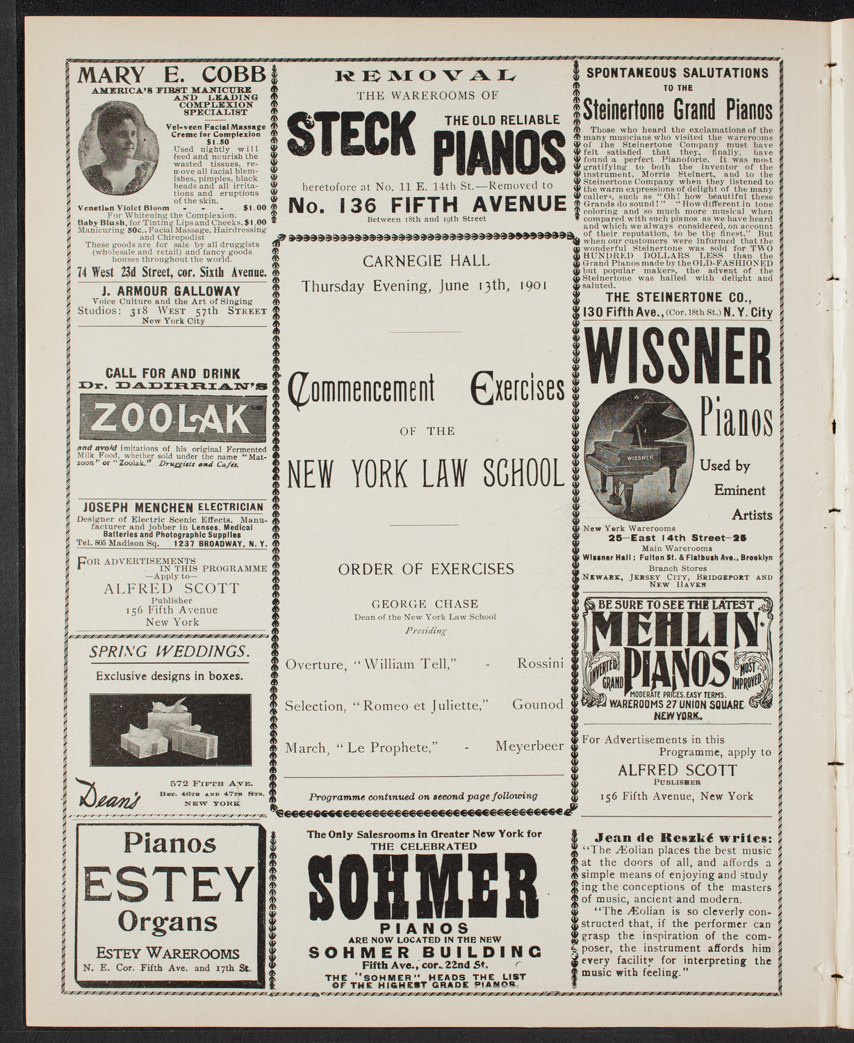 Graduation: New York Law School, June 13, 1901, program page 4