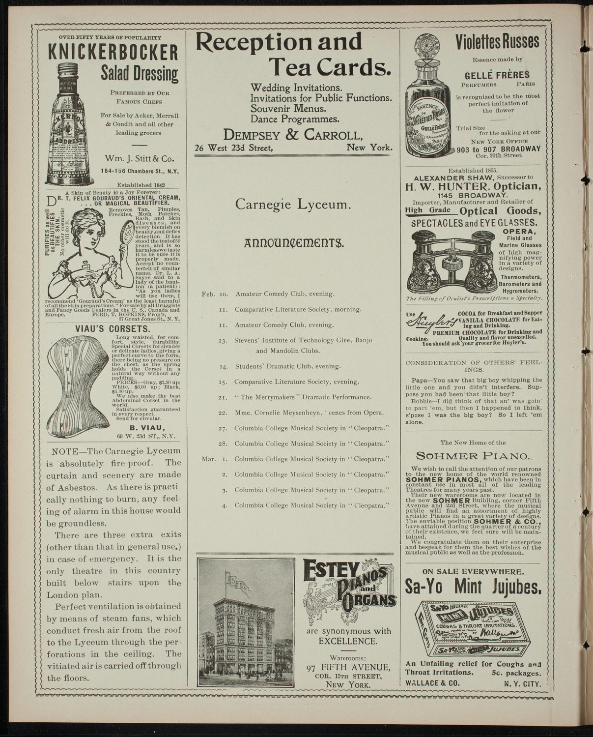 Amateur Comedy Club, February 9, 1899, program page 2