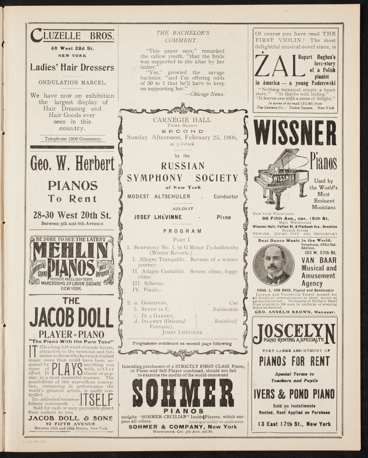 Russian Symphony Society of New York, February 25, 1906, program page 5