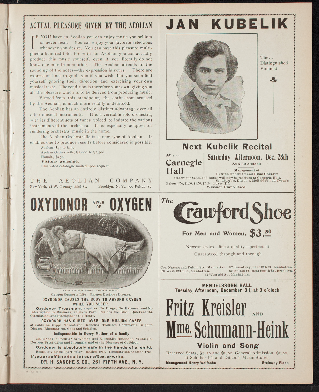 New York Philharmonic, December 20, 1901, program page 9