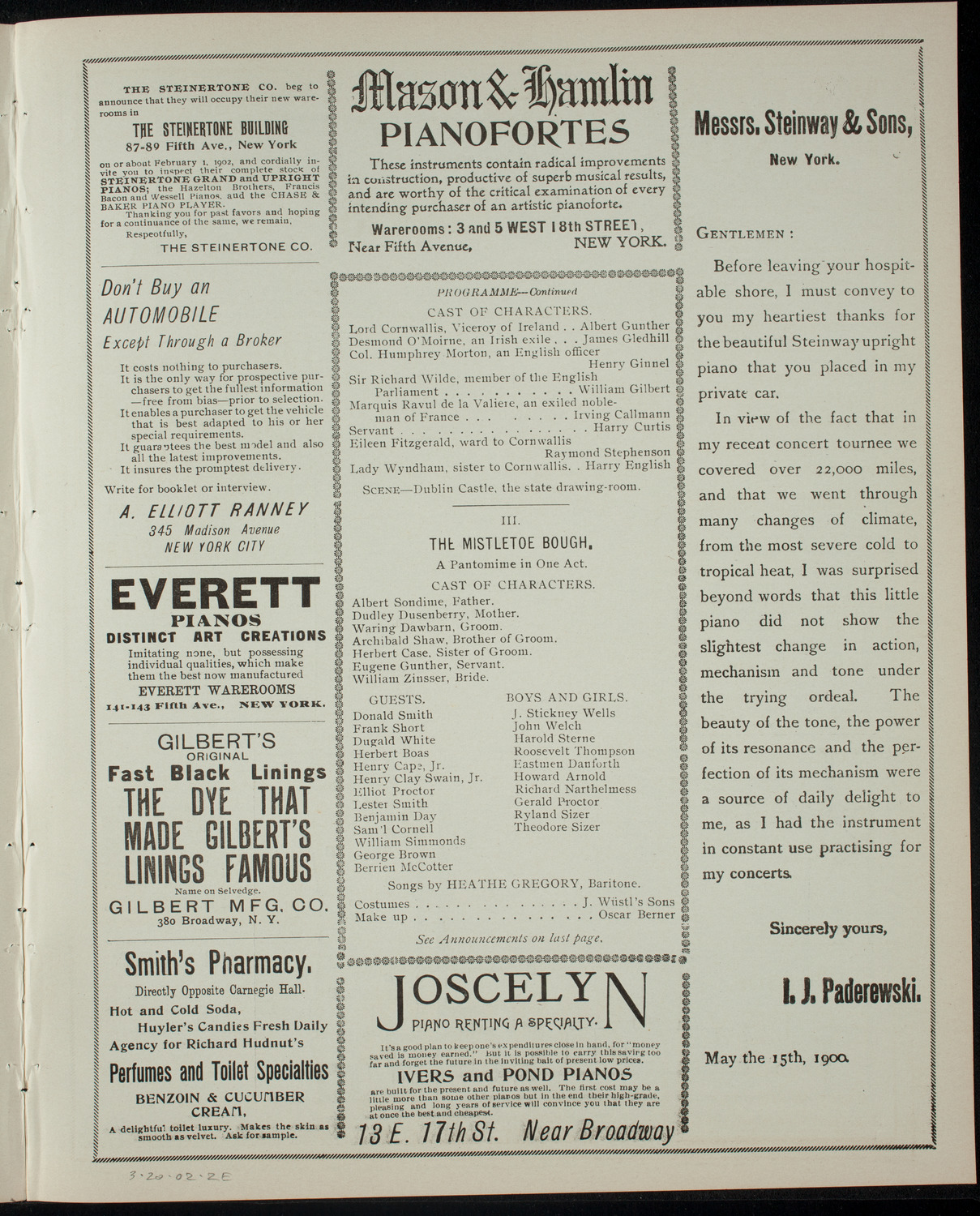 Hamilton Institute Dramatic Association, March 22, 1902, program page 3