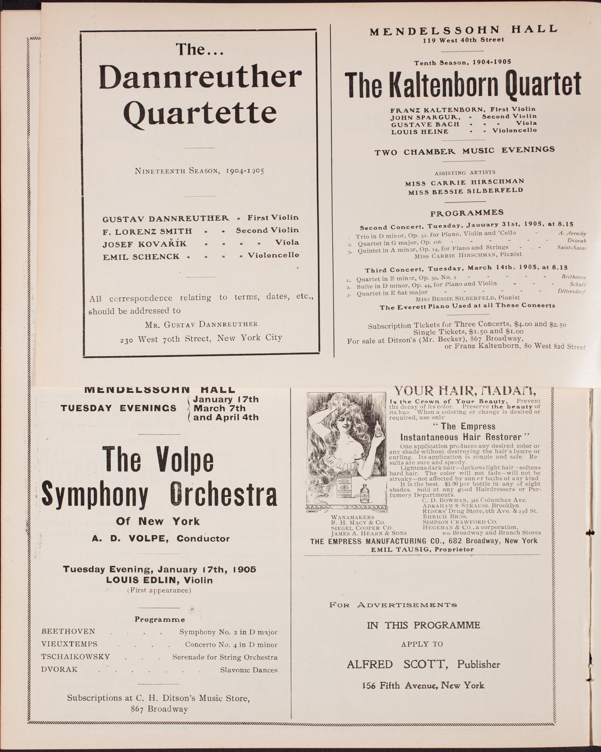New York Philharmonic, January 7, 1905, program page 12