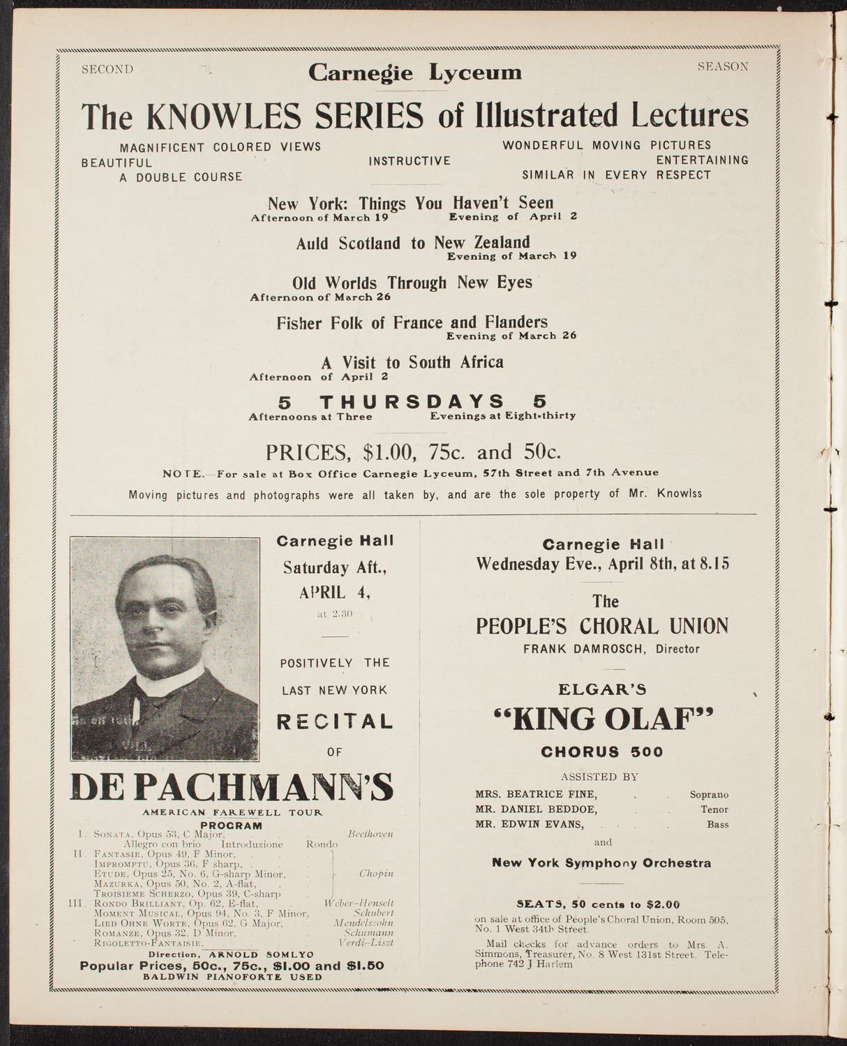 Musical Art Society of New York, March 12, 1908, program page 10