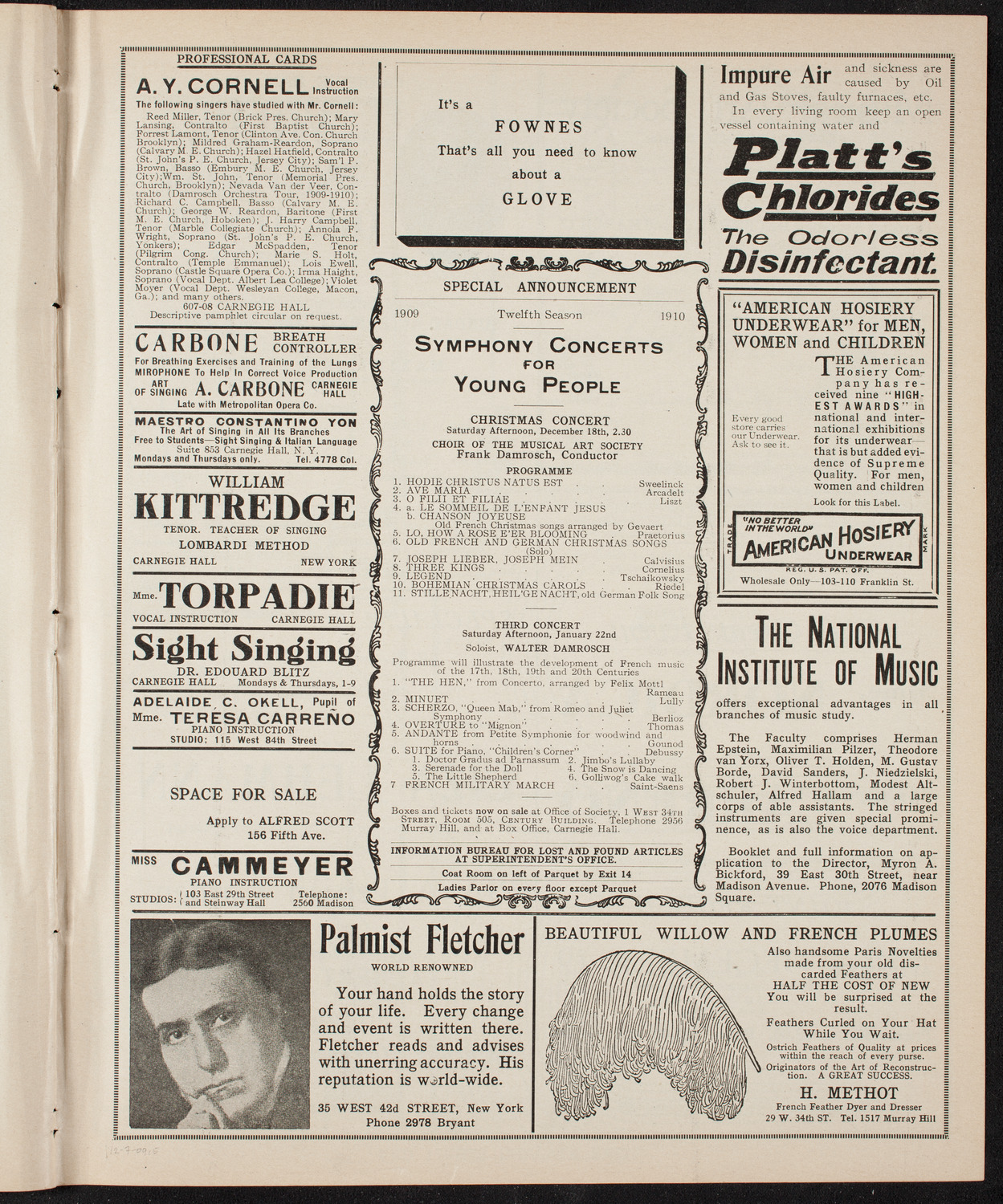 New York Banks' Glee Club, December 7, 1909, program page 9