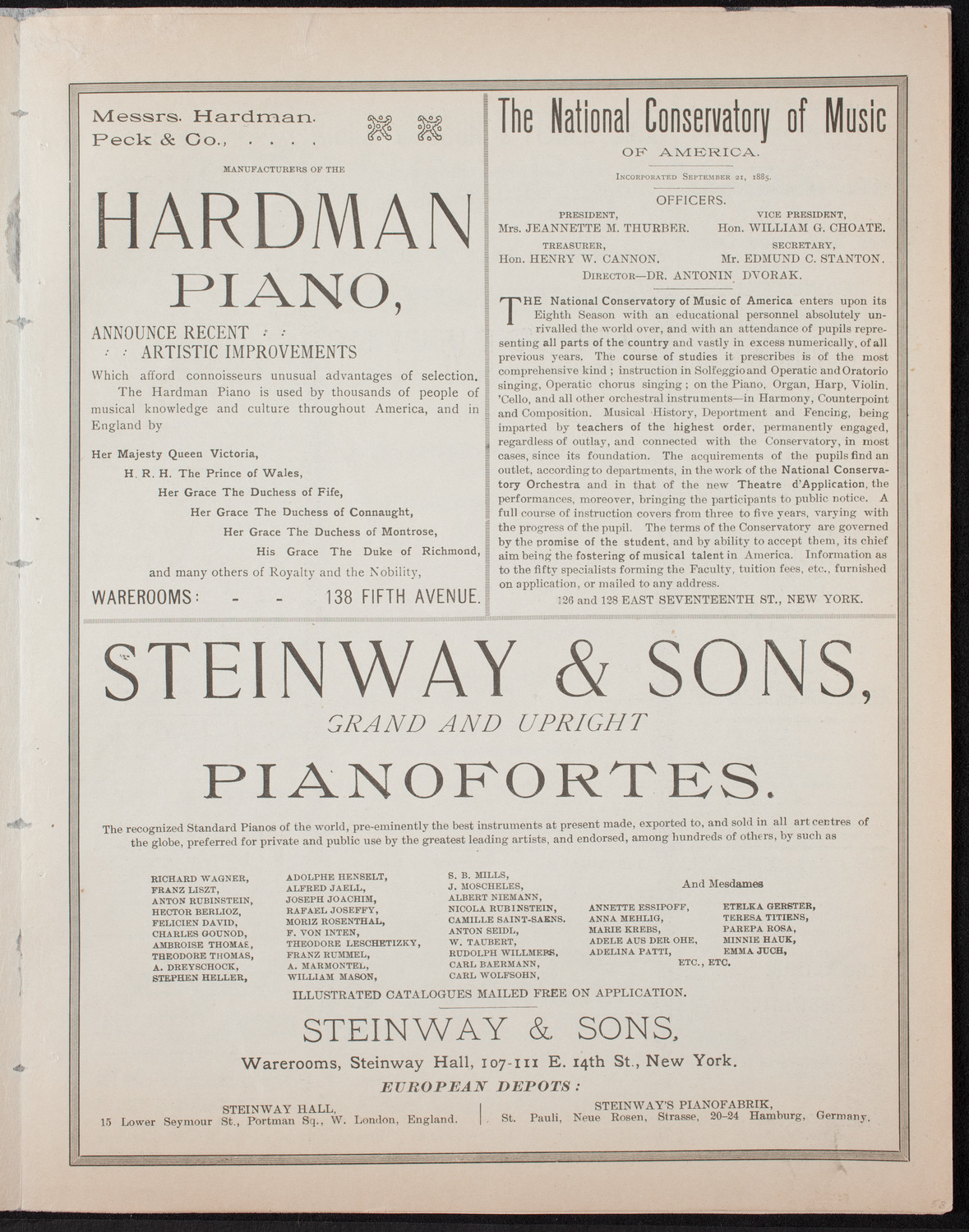 Ignacy Jan Paderewski, Piano, January 7, 1893, program page 5
