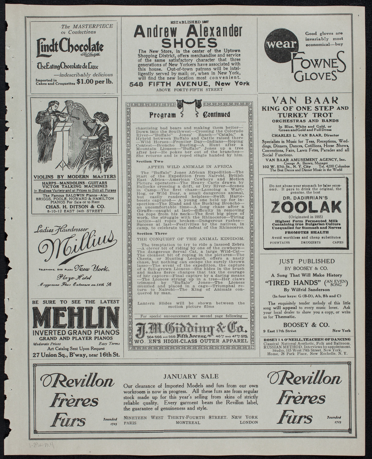 Motion Picture Lecture by Col. Charles J. "Buffalo" Jones, January 29, 1913, program page 7