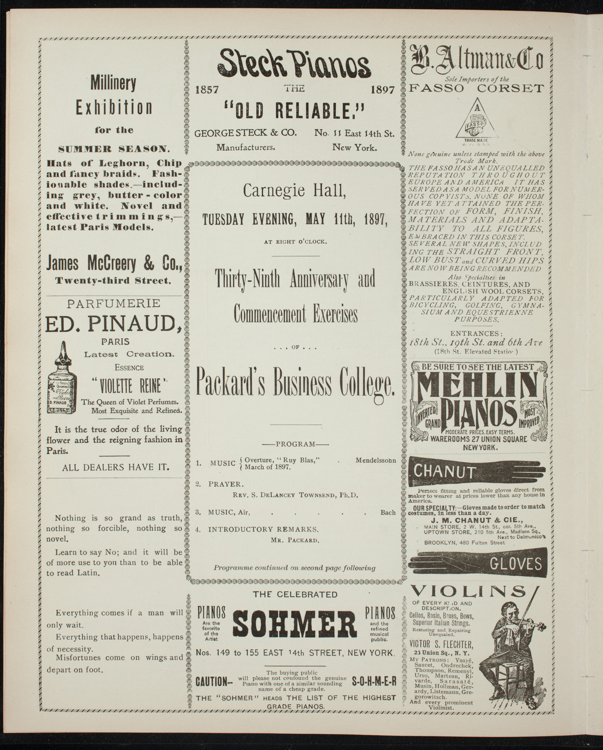 Graduation: Packard's Business College, May 11, 1897, program page 4