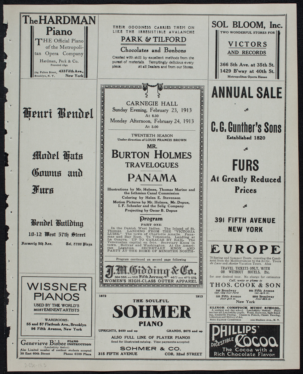 Burton Holmes Travelogue: Panama, February 23, 1913, program page 5