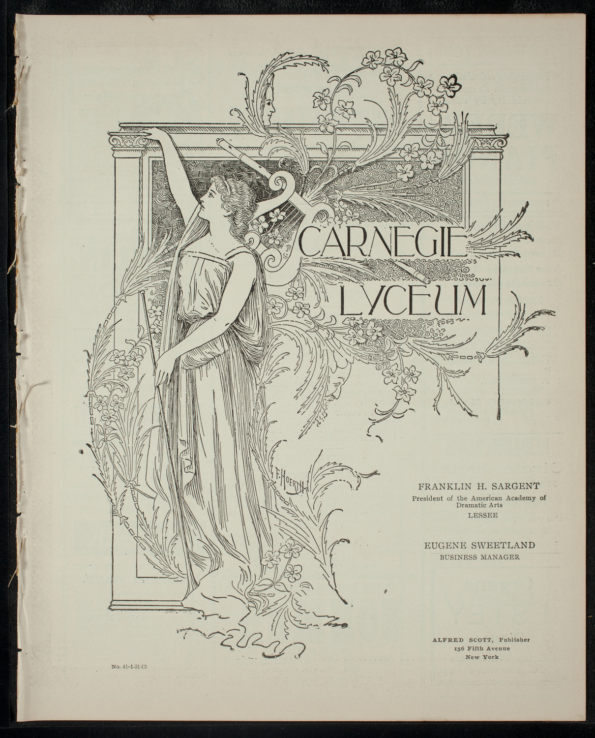 Social Club "Entre Nous", January 31, 1903, program page 1